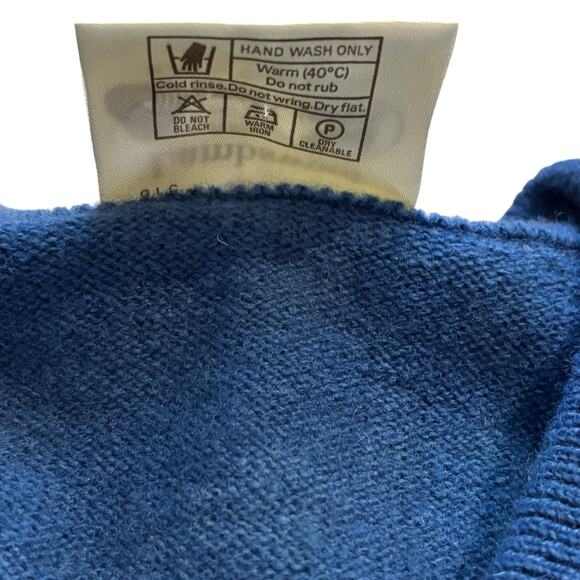 Vtg Edinburgh Woolen Mill Shetland Wool Cornflower Blue V Neck Sweater Large - Picture 5 of 5